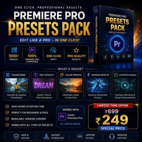 1000+ Premiere Pro Presets Pack | Video Editing Effects, Transitions & Color Presets